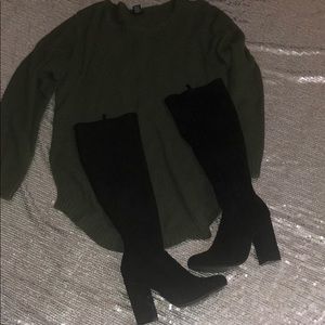 Black high knee boots